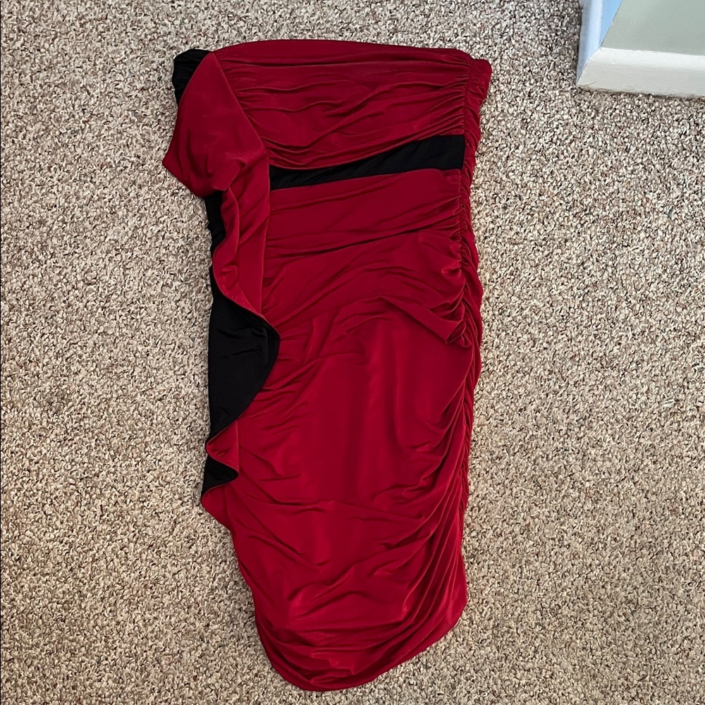 XOXO Asymmetrical Red and Black Dress